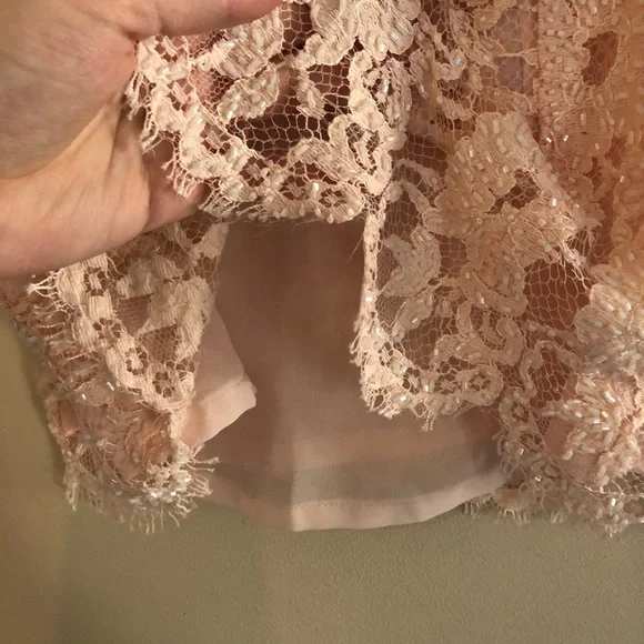 Vintage Rickie Freeman for Teri Jon Pink Beaded Lace Tank Top - Picture 6 of 7